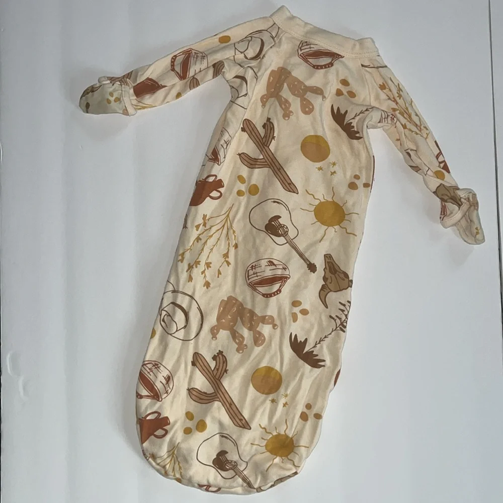 Goumi Baby Sleep Sack Cactus Cowboy Hat Nature Print 0-3M Cream